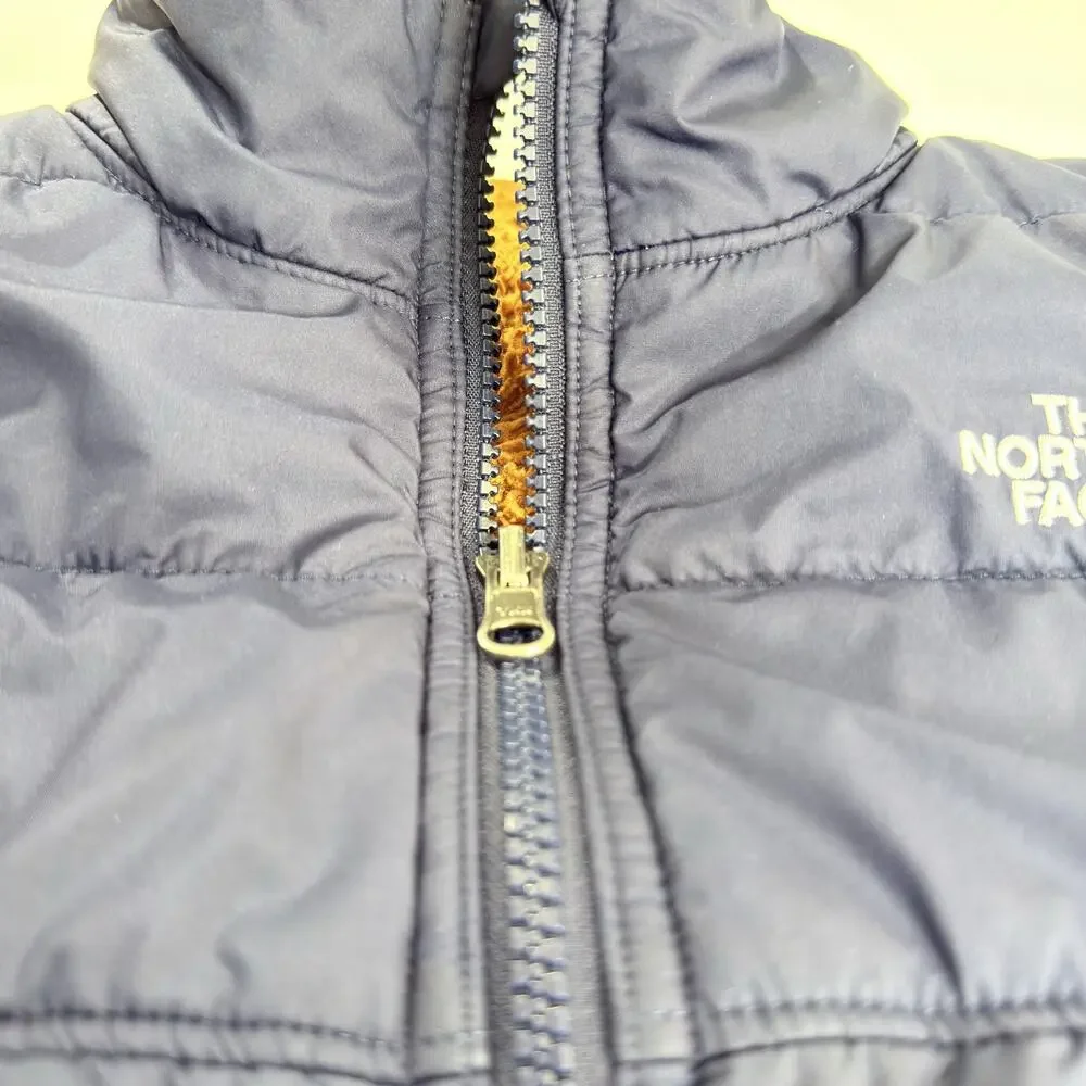 The North Face Youth Large L Navy Blue Reversible Sherpa Fleece Puffer Jacket